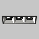 Planlicht - diva S square encastré 1x3 lin. noir 207x78mm LED HO 3000K 3x13,5W 3x824lm 24° D