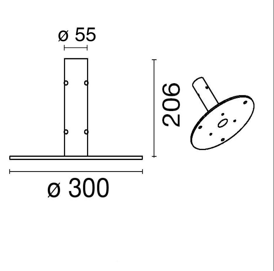 Side Lighting - Base palo da pavimento 60mm Floor pole base NE BL