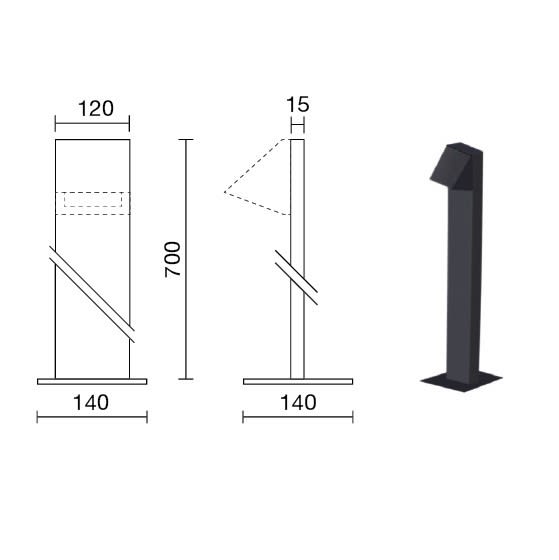 SIDELITE - Palo da interrare con basetta GR