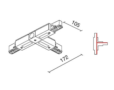 Side Lighting - BINARIO SITRACK 230V Congiunzione a T -- contatto di terra destro esterno T-junc