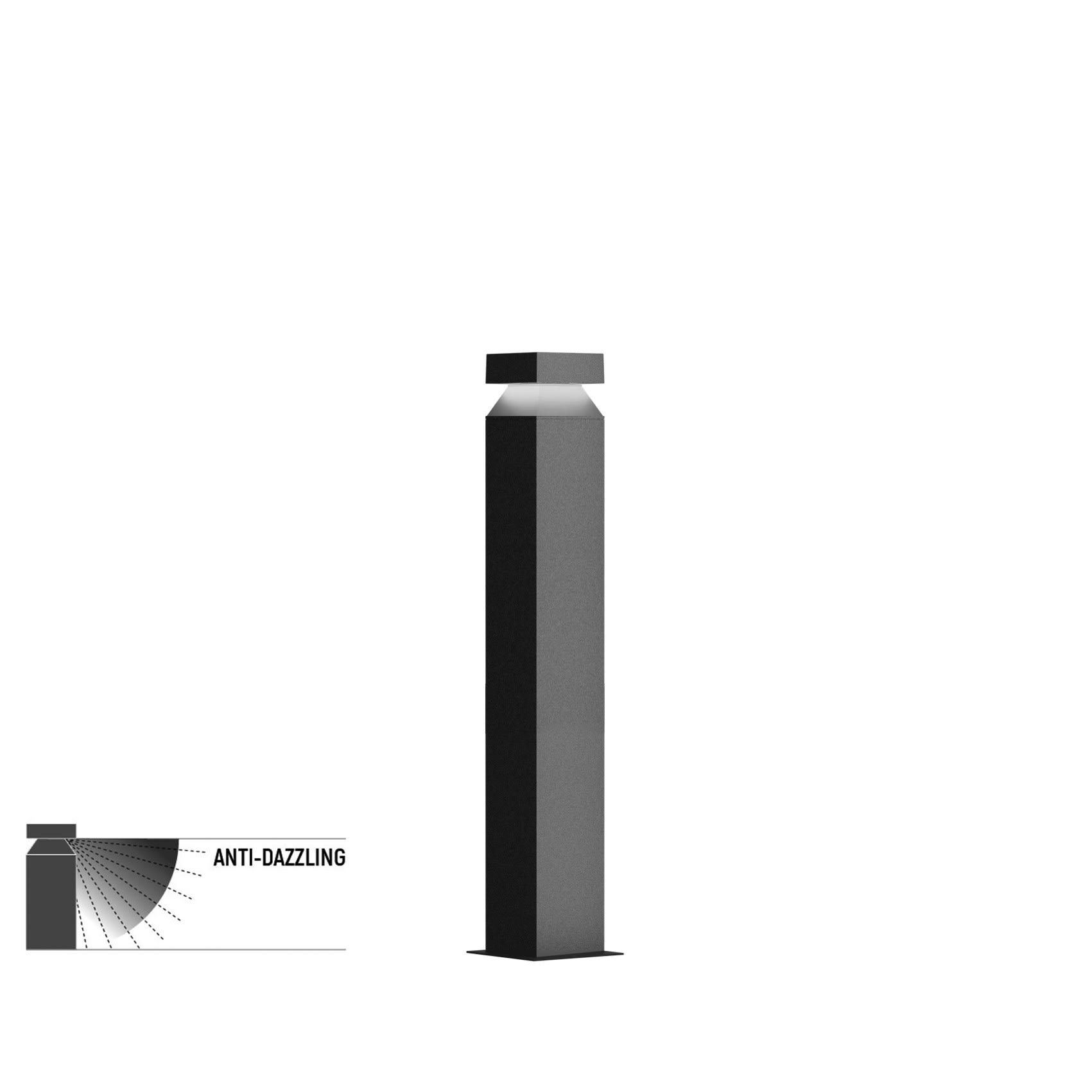 Side Lighting - VERSO 120-Q H.700mm 6W 66lm 4000K IP65 BW BW 90? 220-240V 50/60Hz
