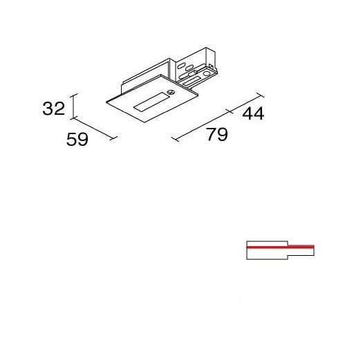 Side Lighting - BINARIO SITRACK 230V INCASSO Testata di Alimentazione - Contatto sinistro di mes