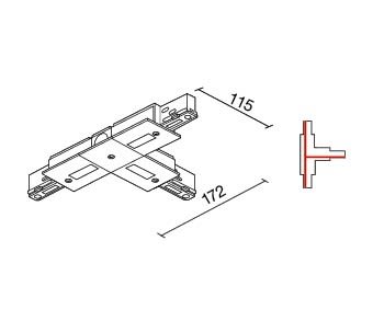Side Lighting - Congiunzione a T Contatto di terra sinistro interno T Coupler for surface- Insid