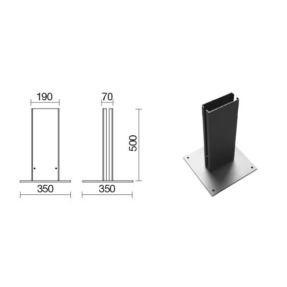 SIDELITE - Base palo per fissaggio a pavimento Pole base for floor mounting GRA