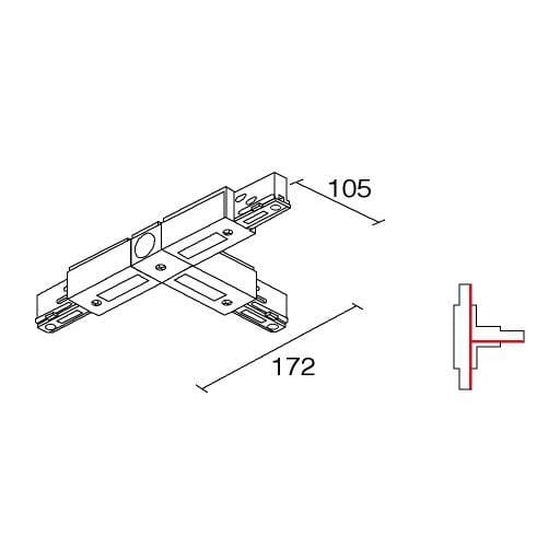 Side Lighting - BINARIO SITRACK 230V Congiunzione a T - Contatto di terra destro interno T coup