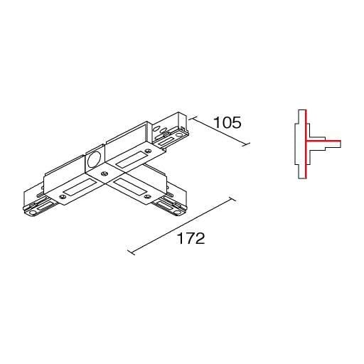 Side Lighting - BINARIO SITRACK 230V Congiunzione  a T - Contatto di terra destro interno T coup