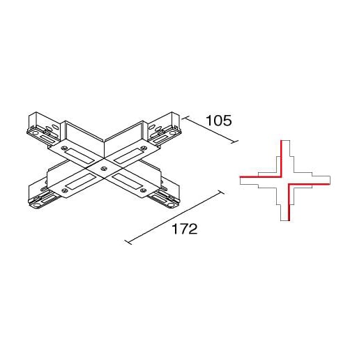 Side Lighting - BINARIO SITRACK 230V Congiunzione a X X coupler for surface BR RW 380V  16A