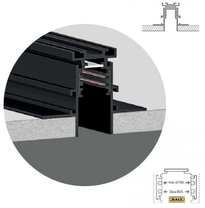 SIDELITE - Binari M-System 48V INCASSO L.2000mm NE