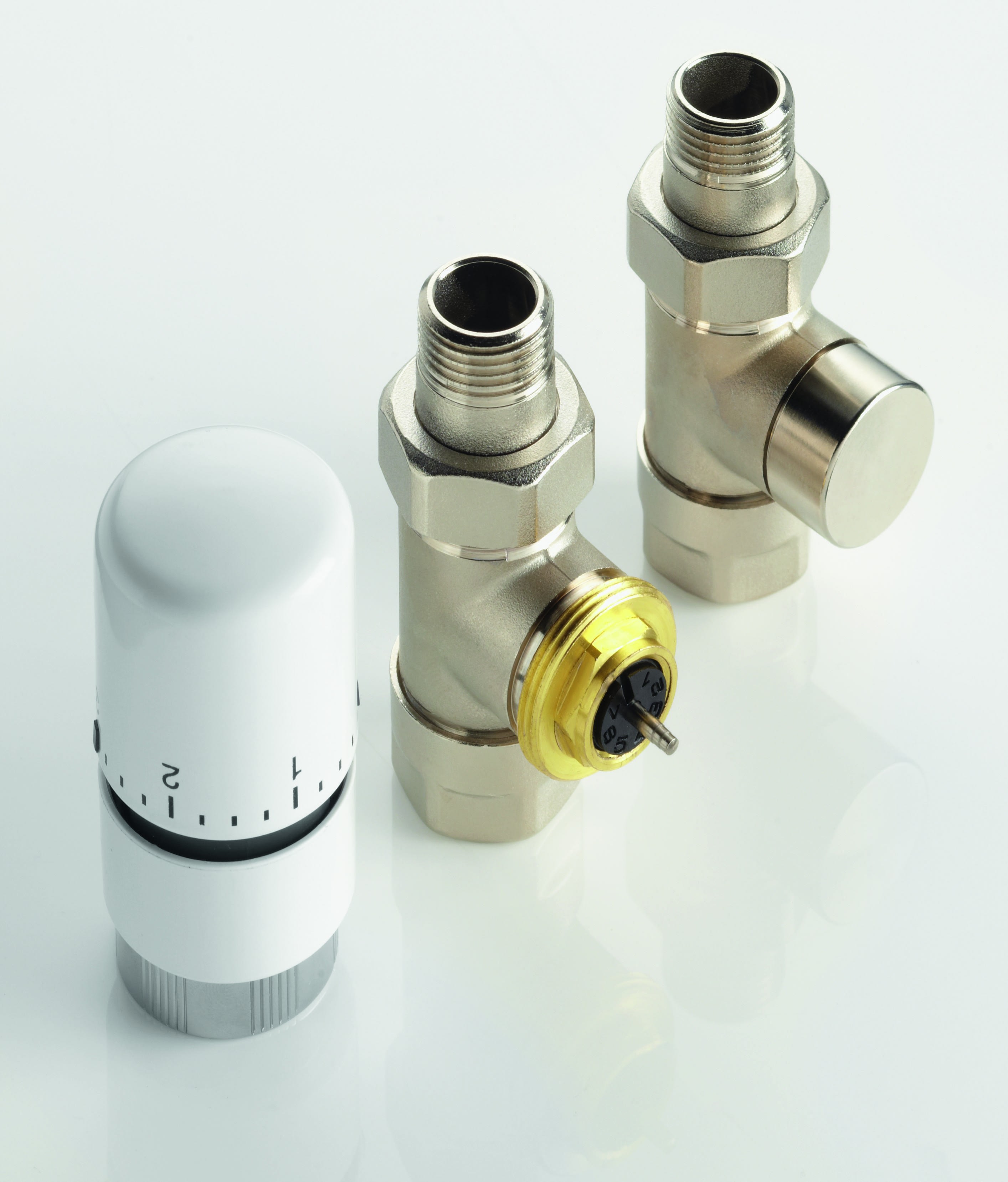 Acova - Kit de robinetterie thermostatique droite 1/2'', tête TH blanche - Kit nickelé