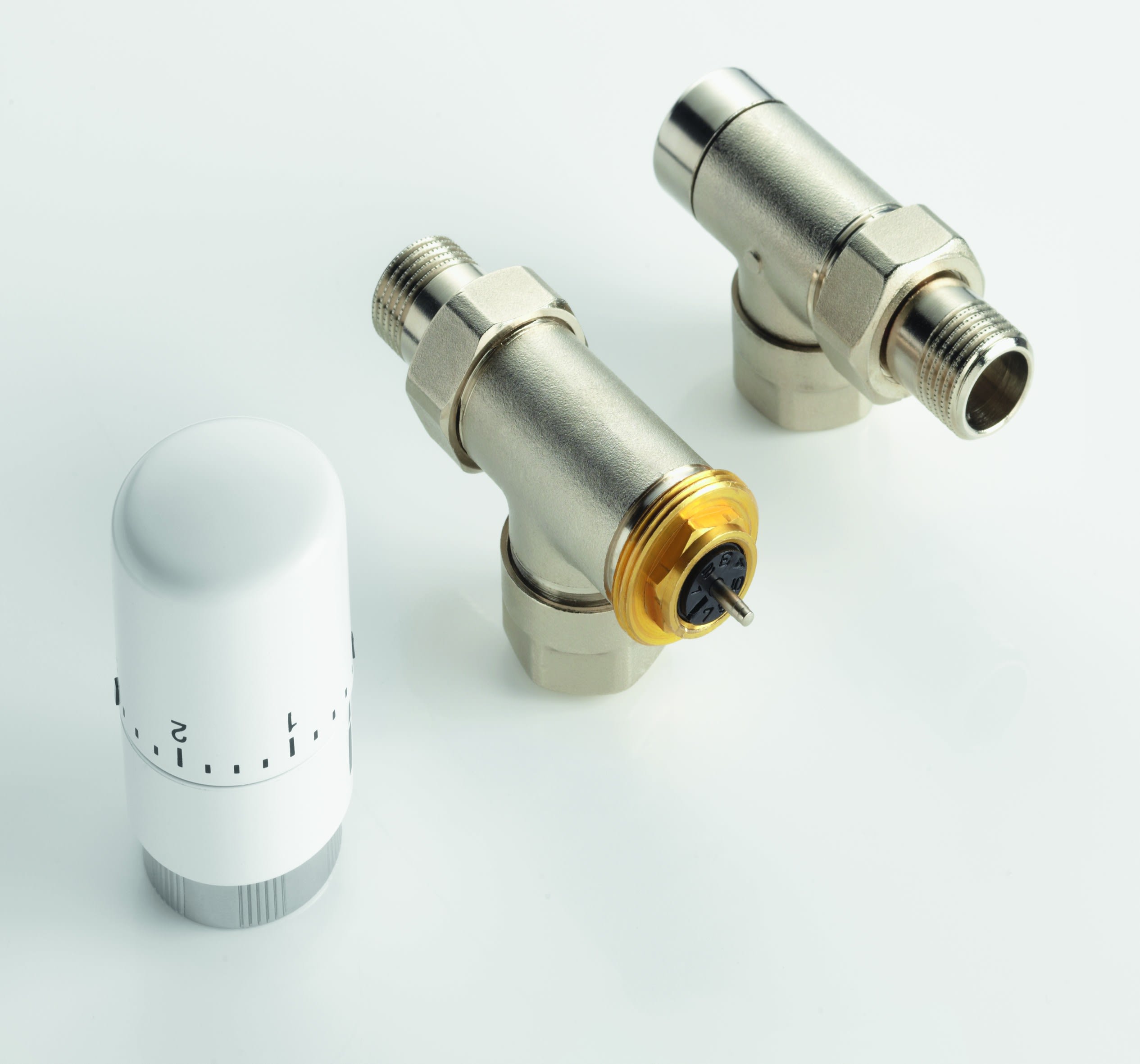 Acova - Kit de robinetterie thermostatique équerre inv. 1/2'', tête TH bla - Kit nickelé