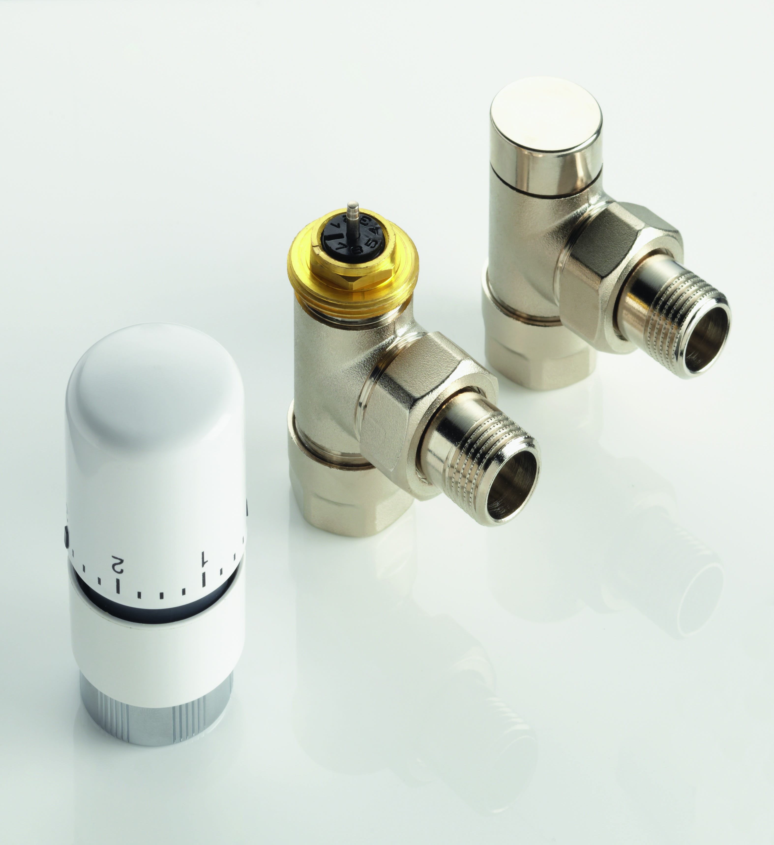 Acova - Kit de robinetterie thermostatique équerre 1/2'', tête TH blanche - Kit nickelé