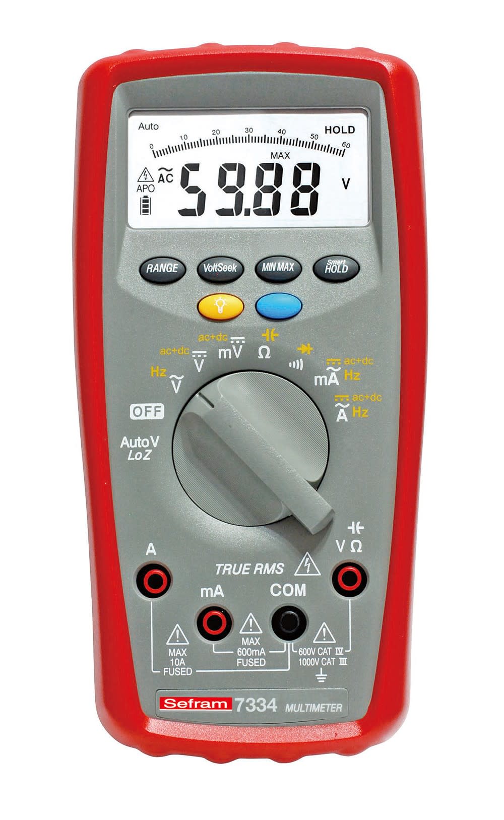 Sefram - Multimètre numérique 6000 pts et bargraph- TRMS AC+DC. Livré avec cordons