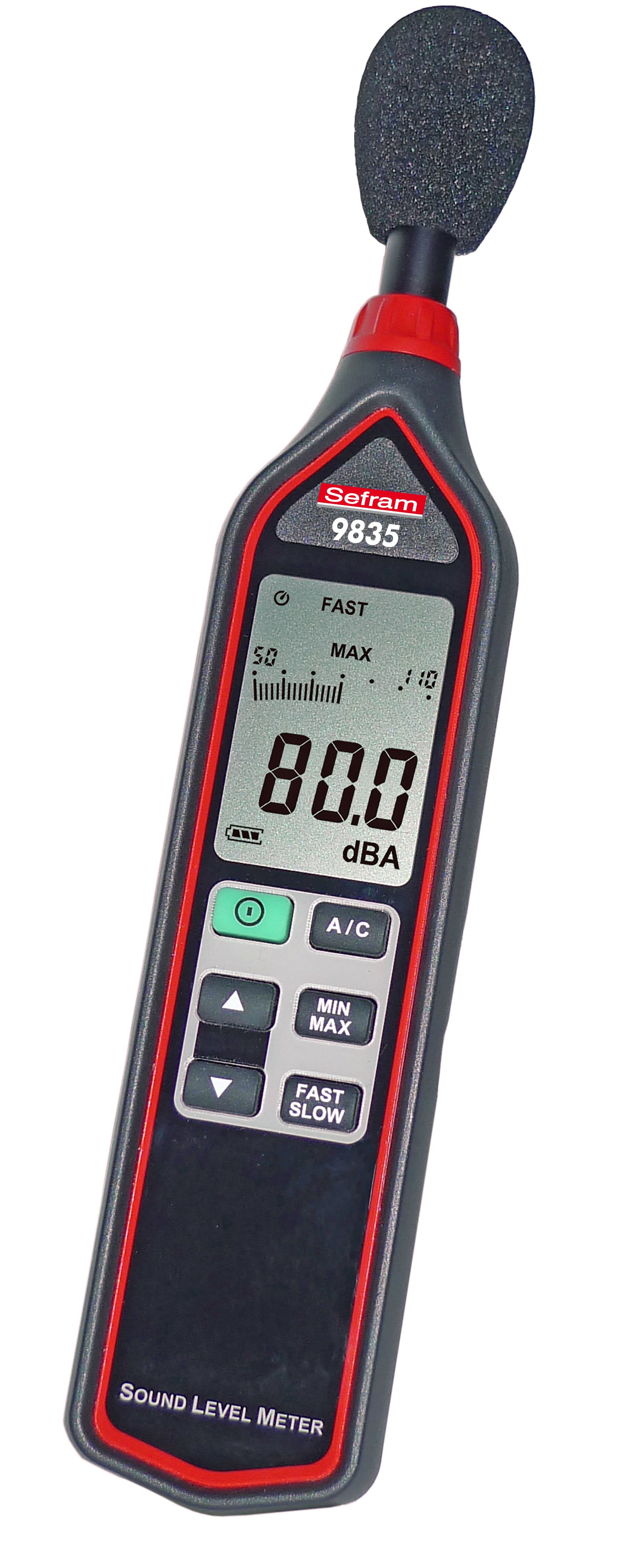 Sefram - Sonomètre gamme 30à130dB, précision:+/-1,4dB, bande passante 20Hz à 8Khz