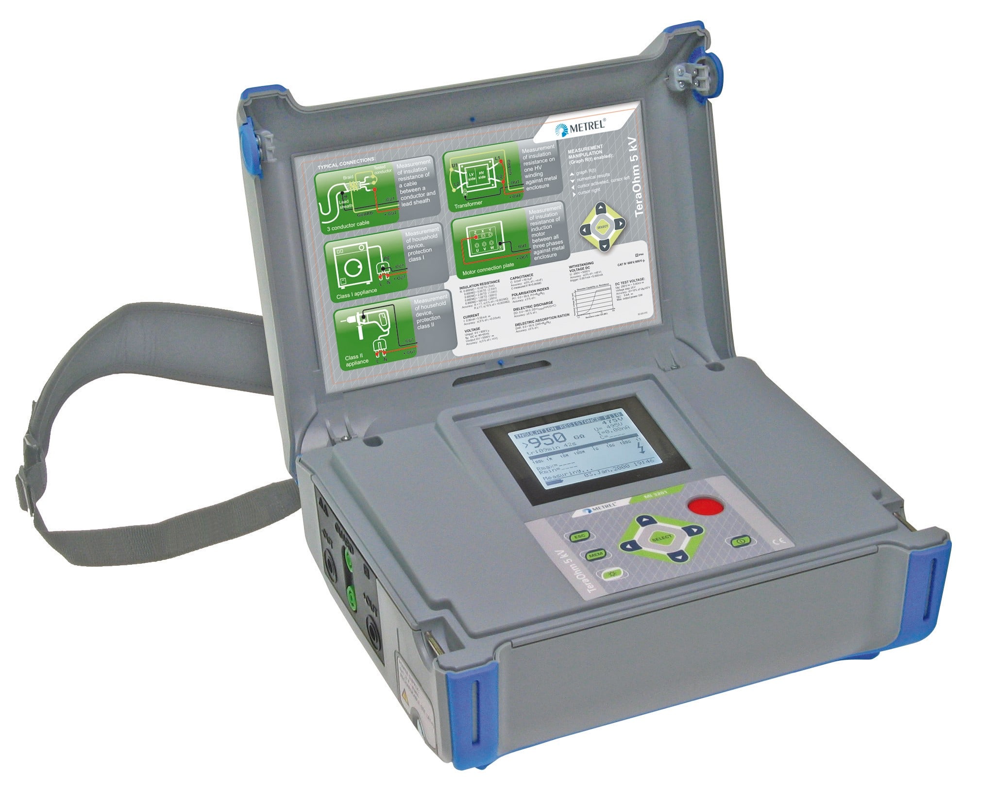 Sefram - Mesureur d'isolement 5KV, 10TOhms. Affichage LCD rétro-éclairé; Interface USB.