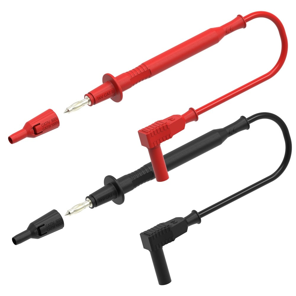 Sefram - Jeu de cordons Pointe de touche (2/ 4 mm)/Ban. coudée (4 mm) (N+R) 600V CATIV