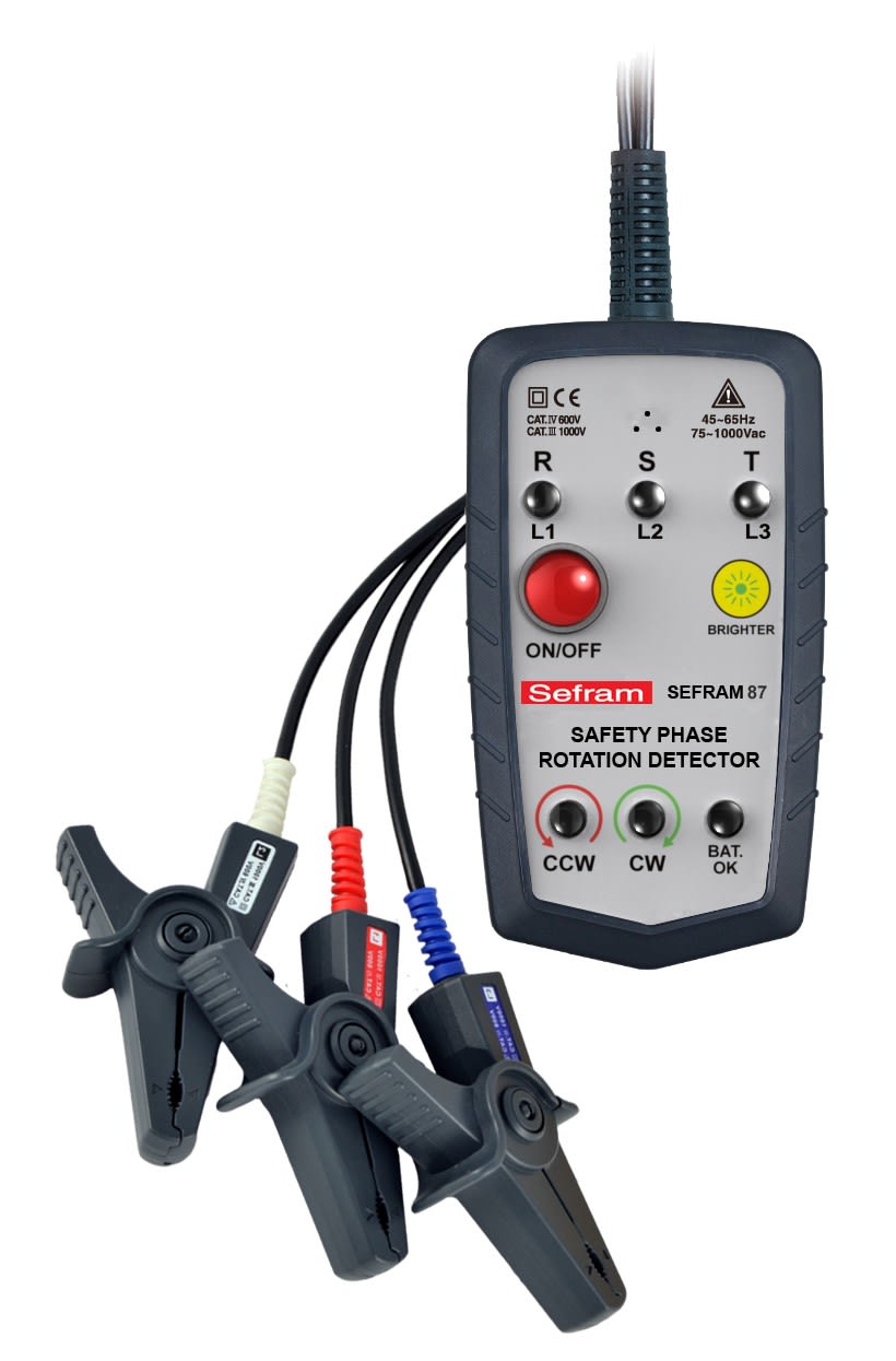 Sefram - Contrôleur d'ordre de phase. Connexion avec pinces crocodiles