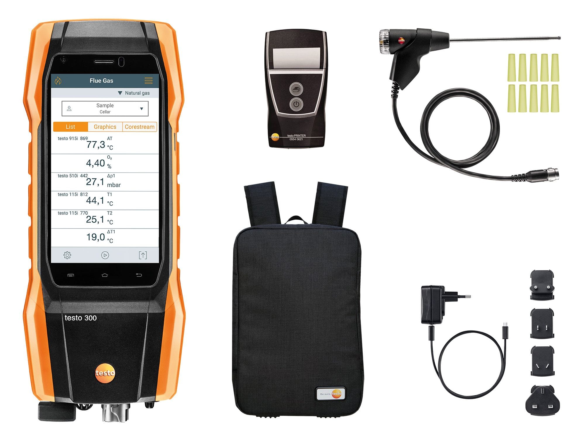 TESTO - lot testo 300 Initial Confort avec imprimante, connecteur Bluetooth, dilution CO