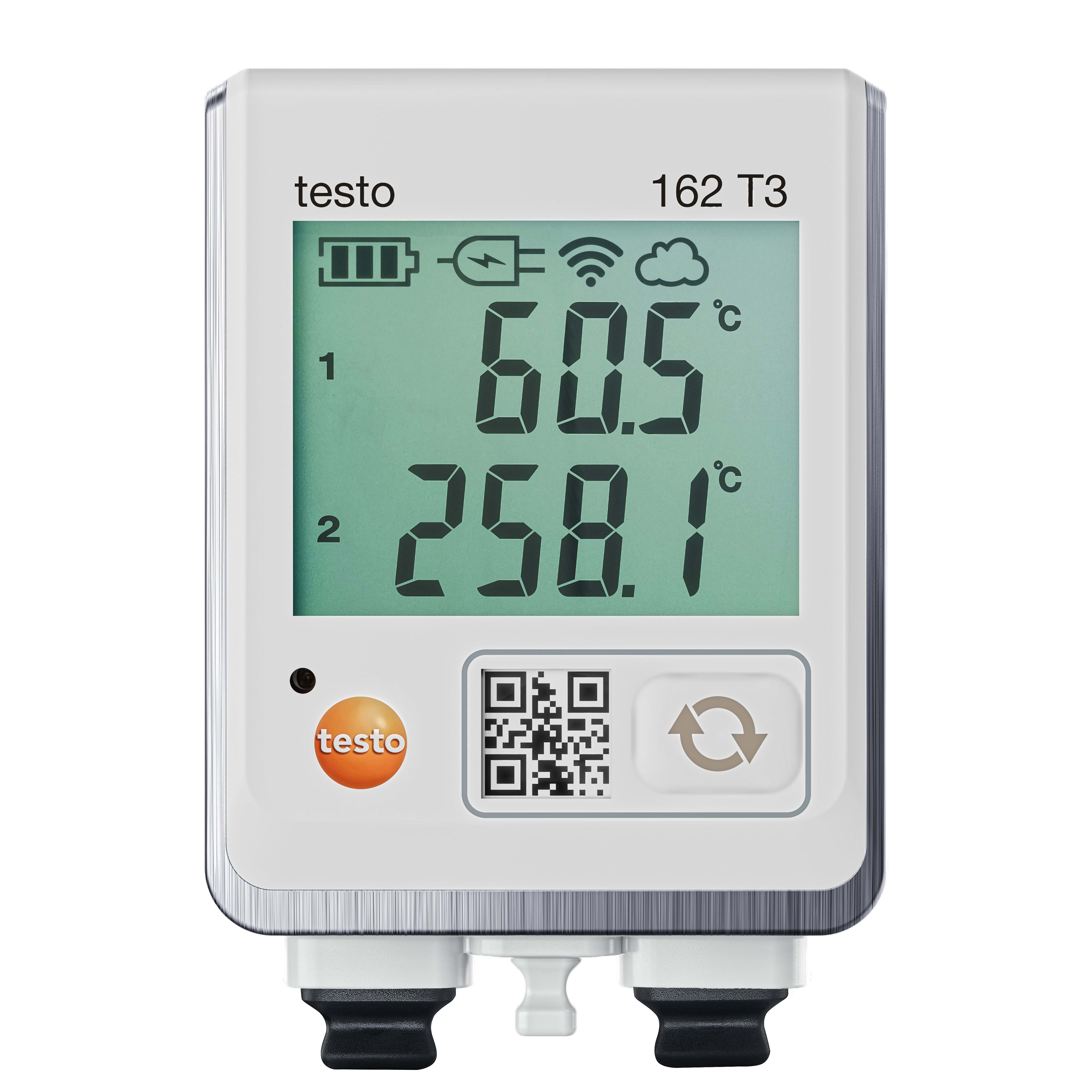 TESTO - Enregistreur WiFi testo 162 T3 avec écran et 2 entrées pour sondes TC externes