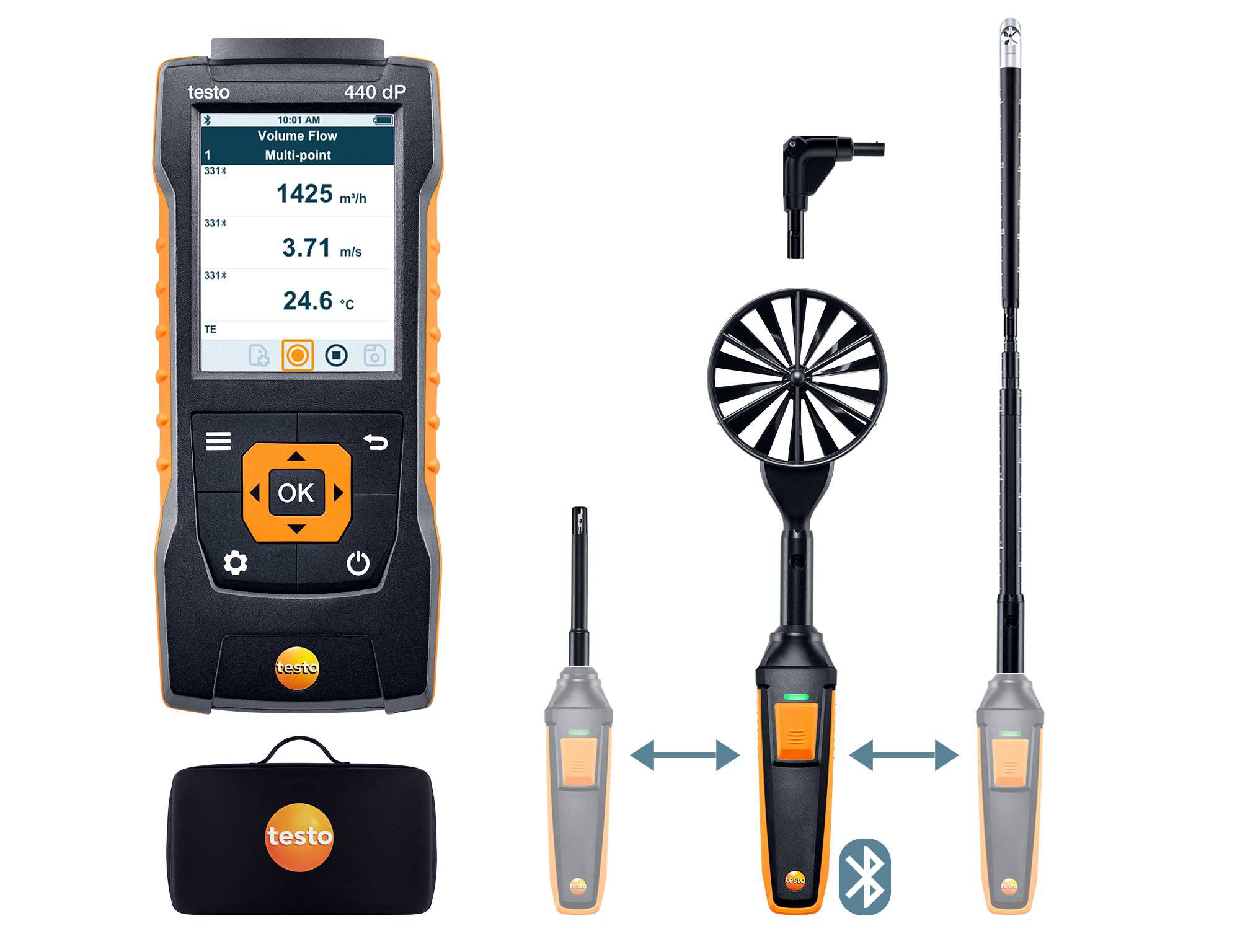 TESTO - testo 440 delta P Kit combiné 2 avec Bluetooth® pour l?écoulement
