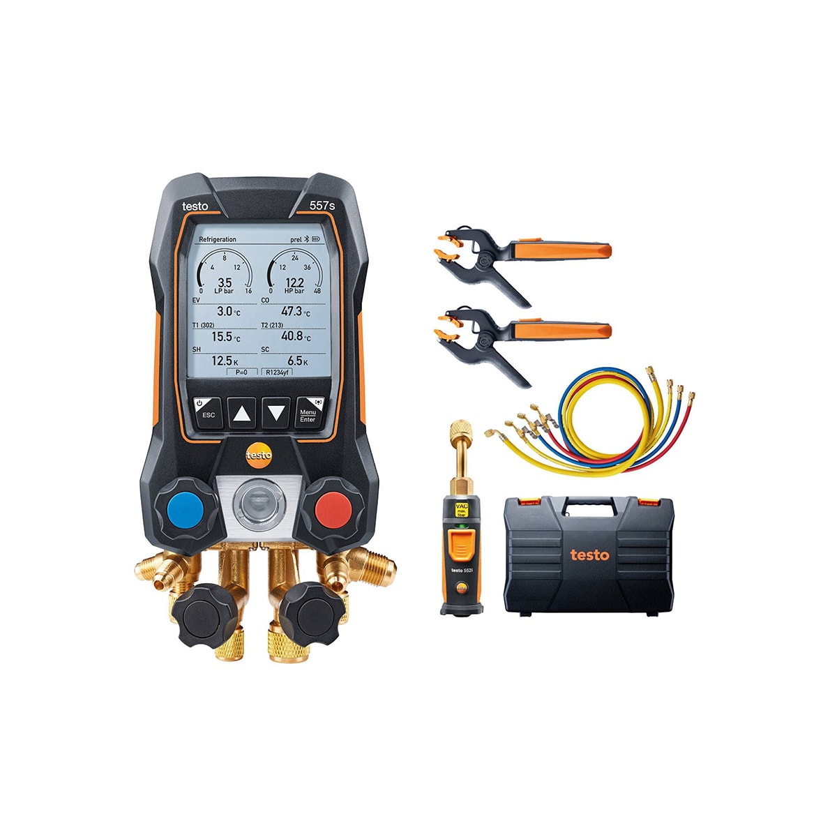 TESTO - Kit connecte testo 557s avec flexibles - Kit manometre froid 4 voies