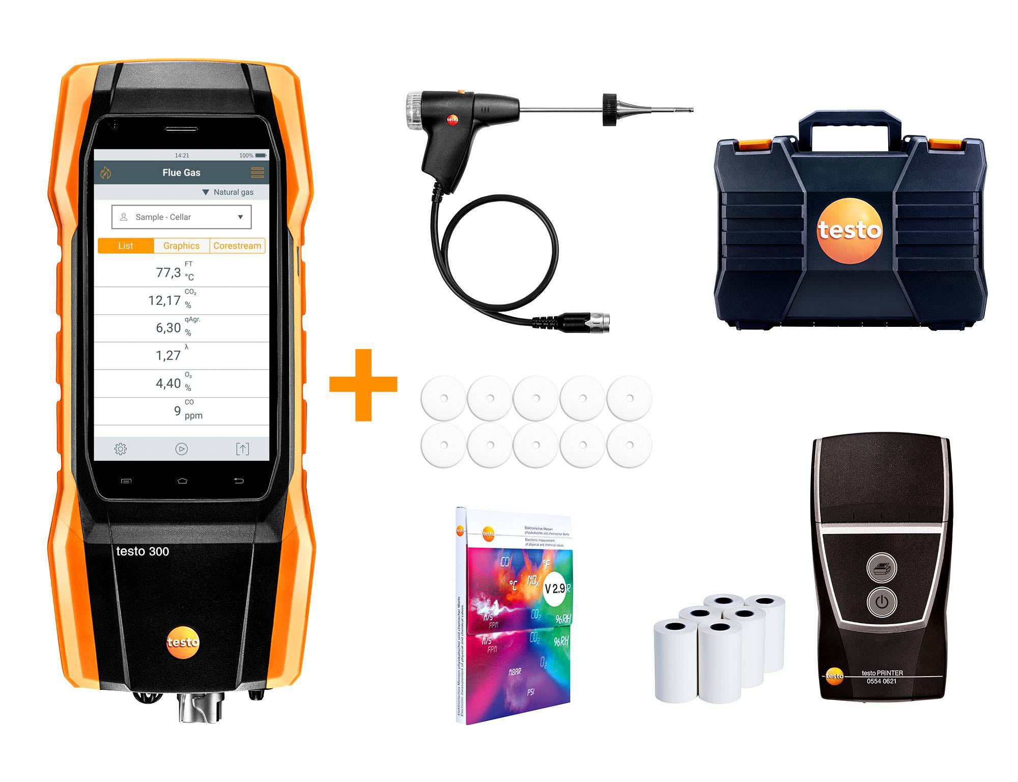 TESTO - Lot analyseur de combustion testo 300 LL Premium avec imprimante