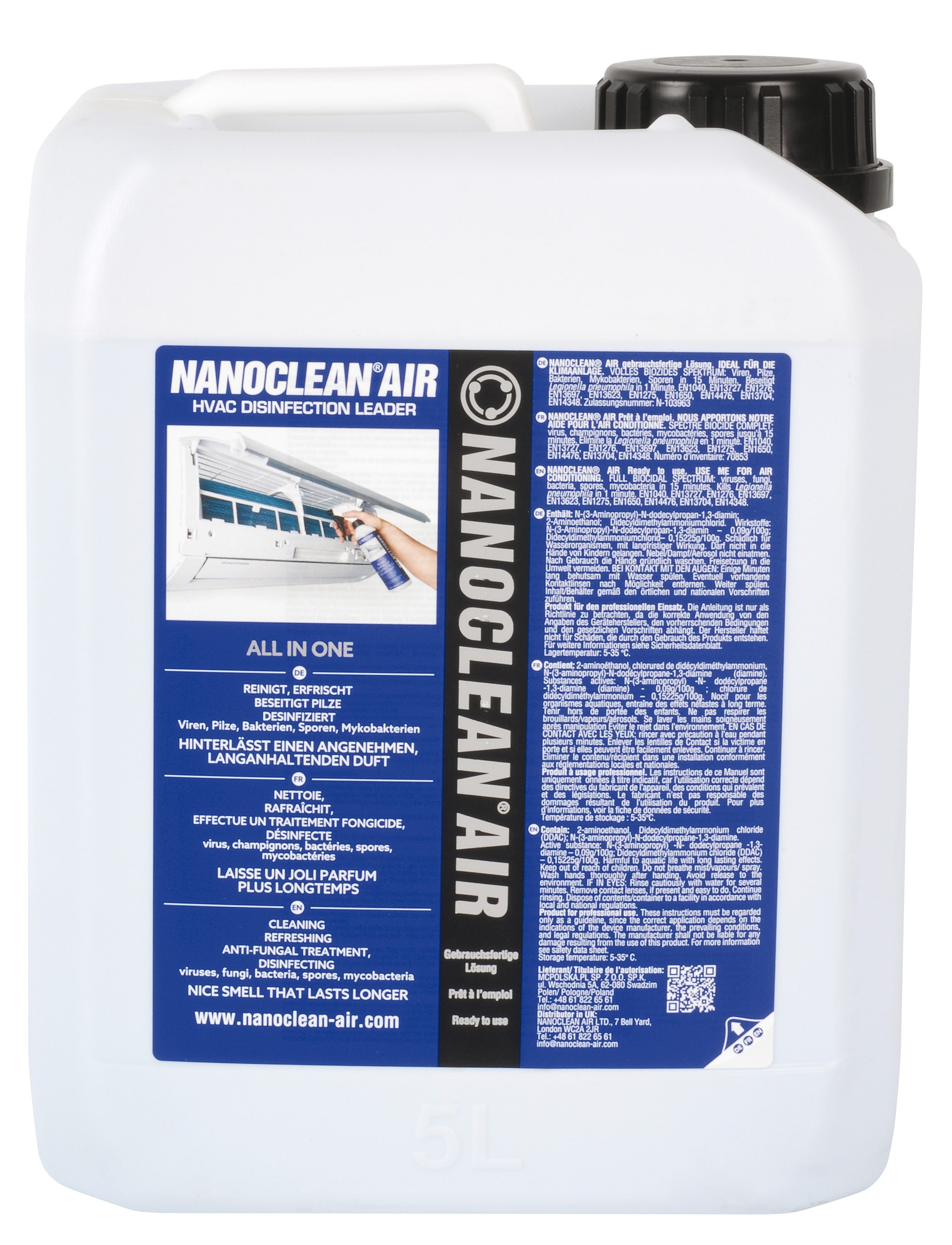 CBM – COMPTOIR BINOCHE MICHEL - Nanoclean air - bidon 5L désinf. évaporateur lavande
