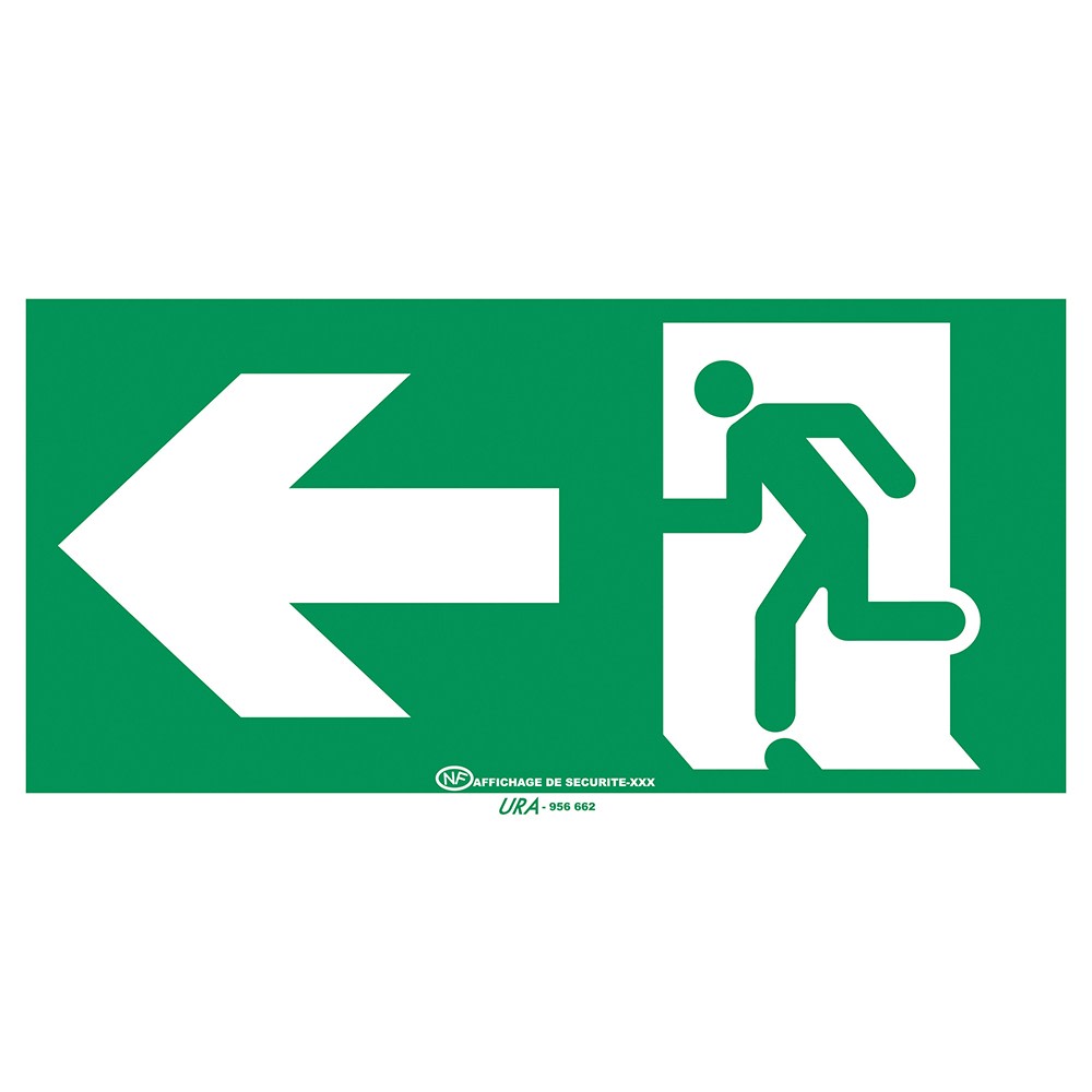Ura - Pictogramme autocollant Évacuation avec flèche vers la gauche