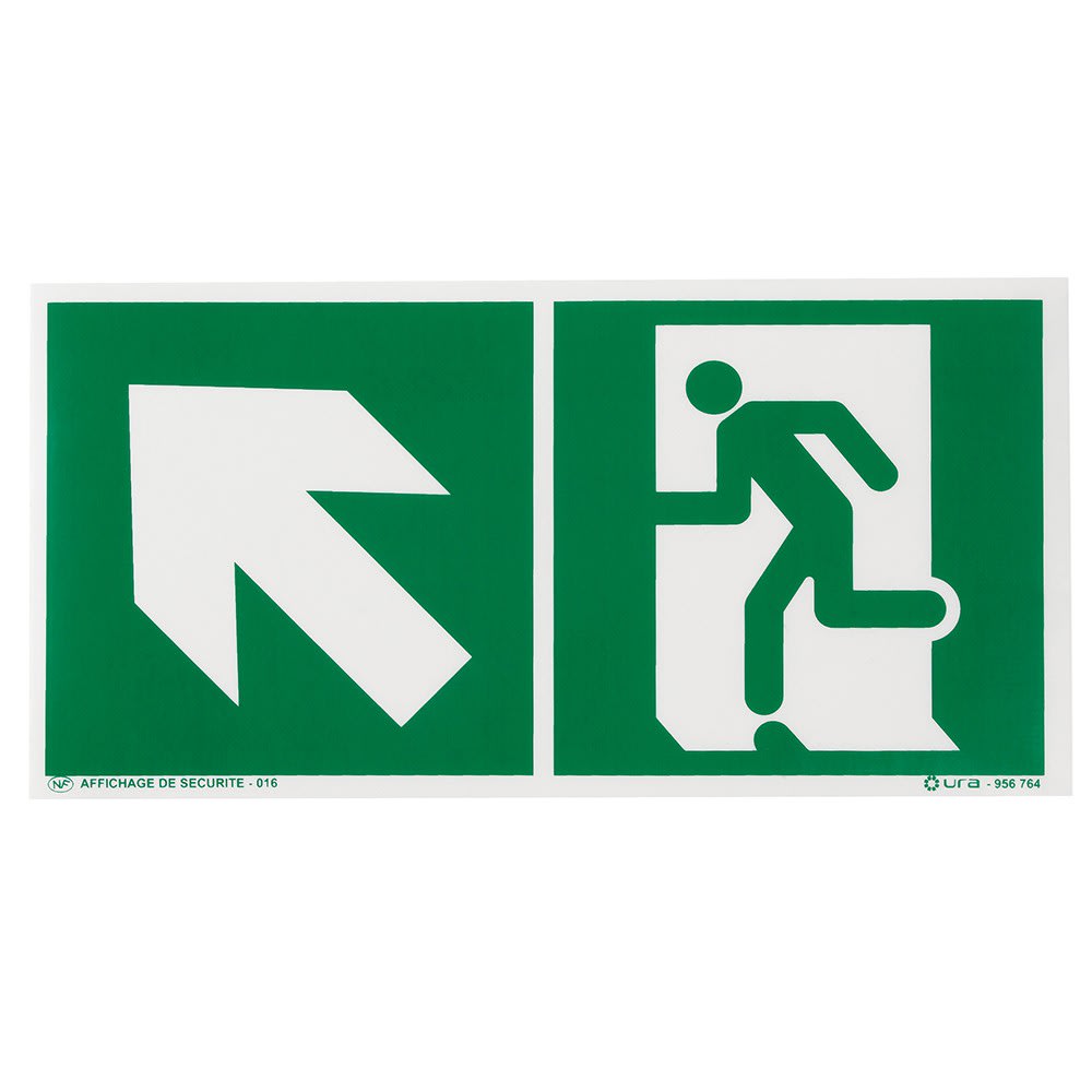 Ura - Pictogramme autocollant Évacuation avec flèche vers le haut à gauche
