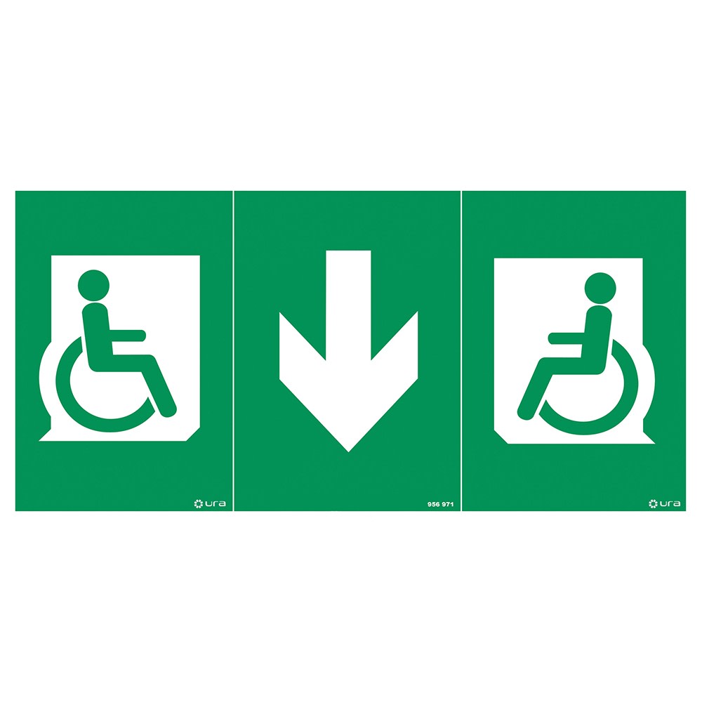 Ura - Pictogramme universel autocollant avec fauteuil roulant + flèche
