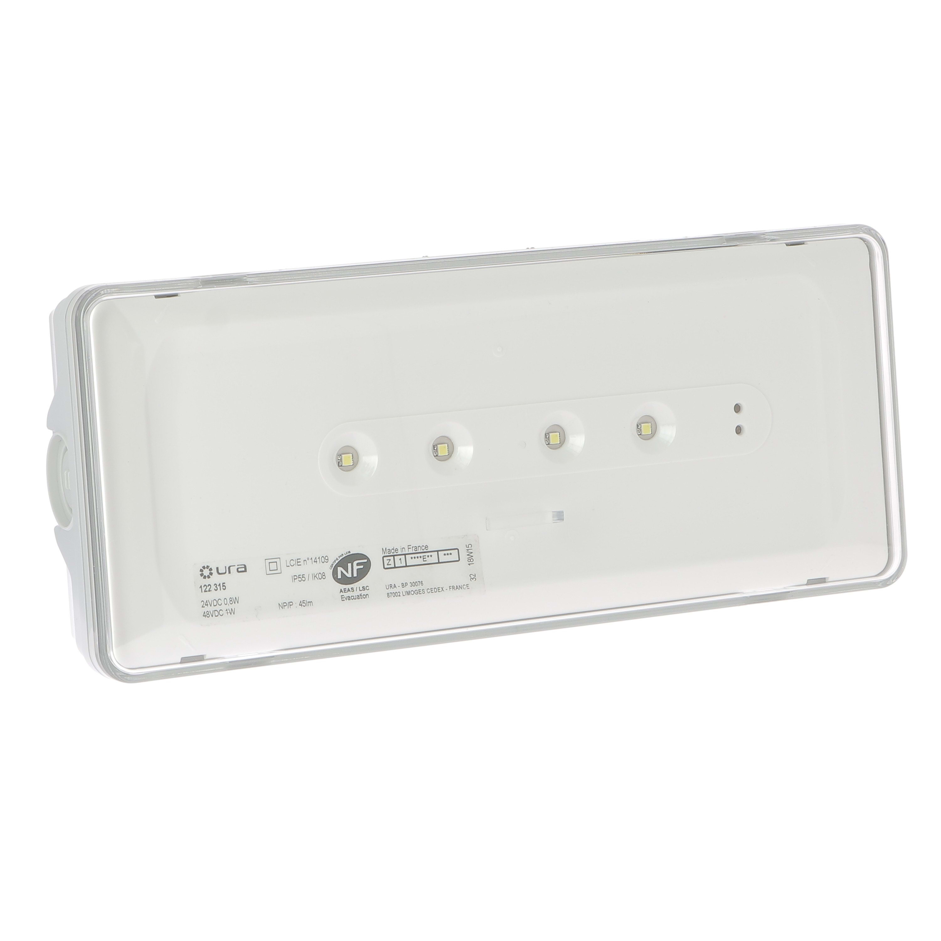Ura - Luminaire pour Source Centrale Urajet Évacuation 24/48 Vdc - 45lumen