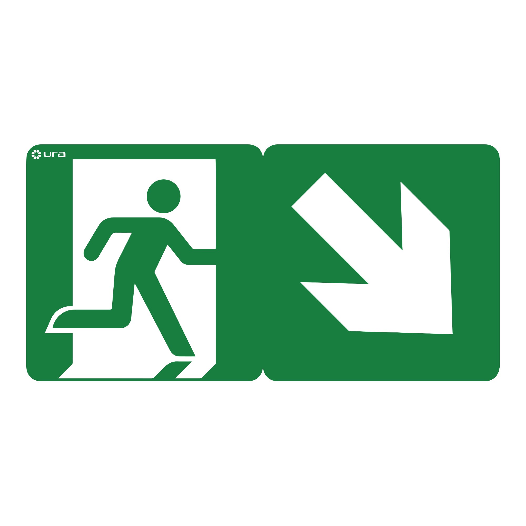 Ura - Pictogramme flèche 45° pour BAES et LSC Uraproof V