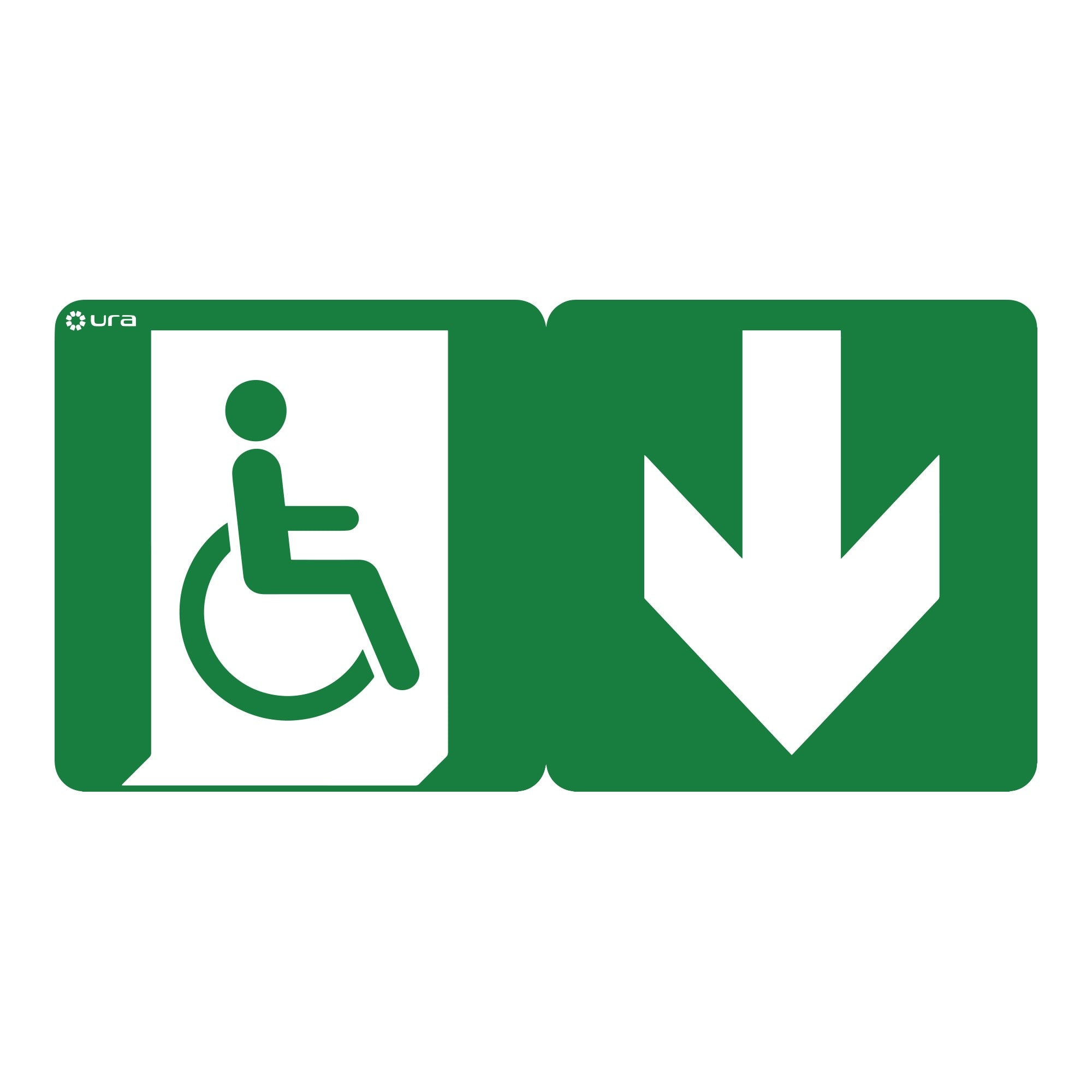Ura - Pictogramme PMR avec flèche pour BAES et LSC Uraproof V