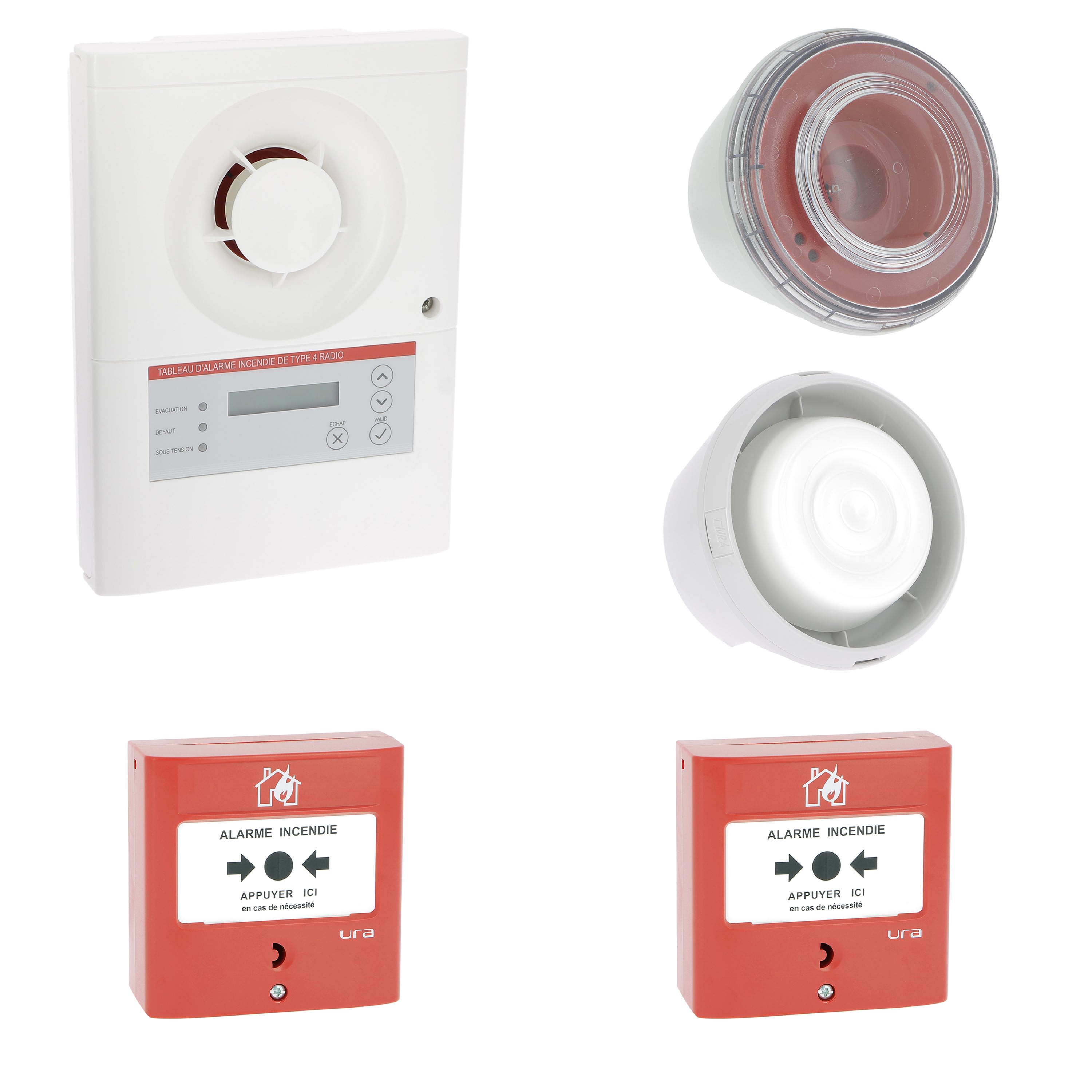 Ura - Prêt-à-poser Alarme type 4 radio avec centrale, détecteurs et diffuseurs