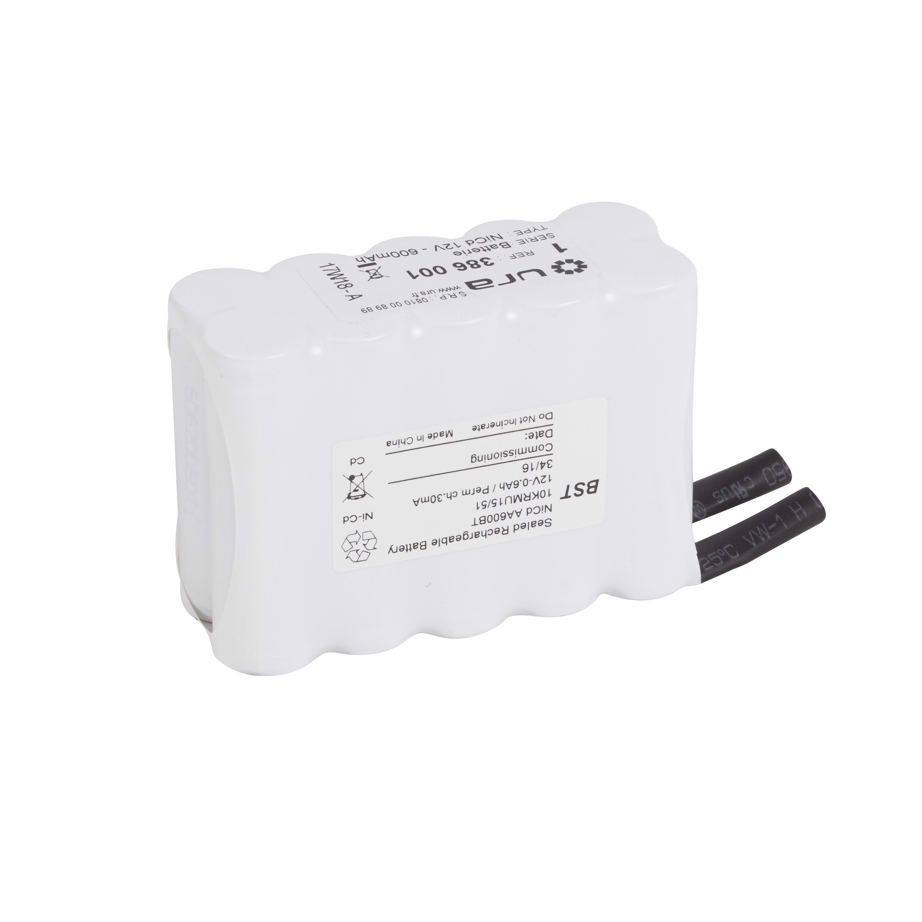 Batterie Ni-Cd 12V 600mAh pour alarme incendie Ura 12v 600ah