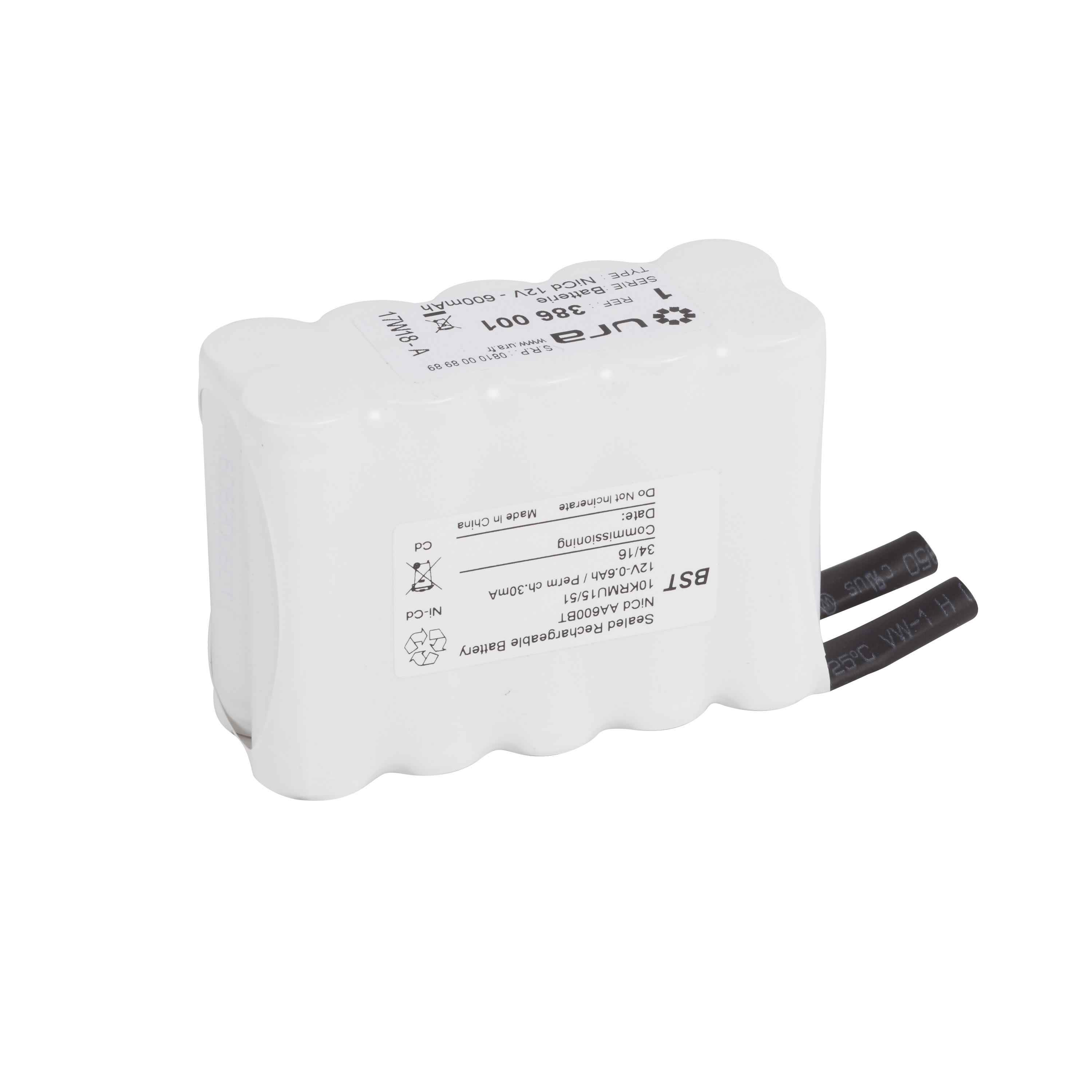 Ura - Batterie Ni-Cd 12V 600mAh pour alarme incendie