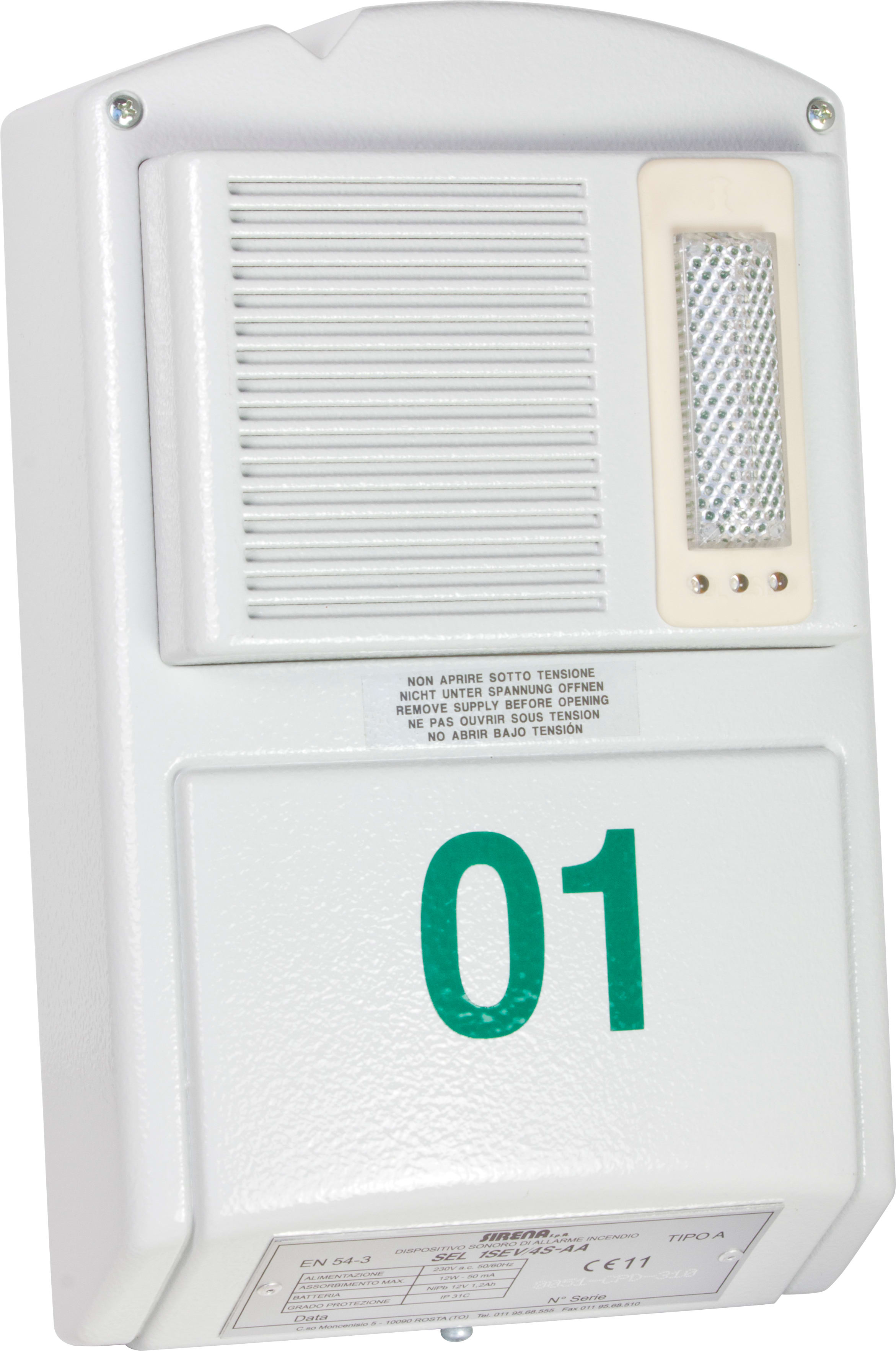 SIRENA - Système d'évacuation 4 niveaux d'alarme 1 SS lumineuse led progressivité du son