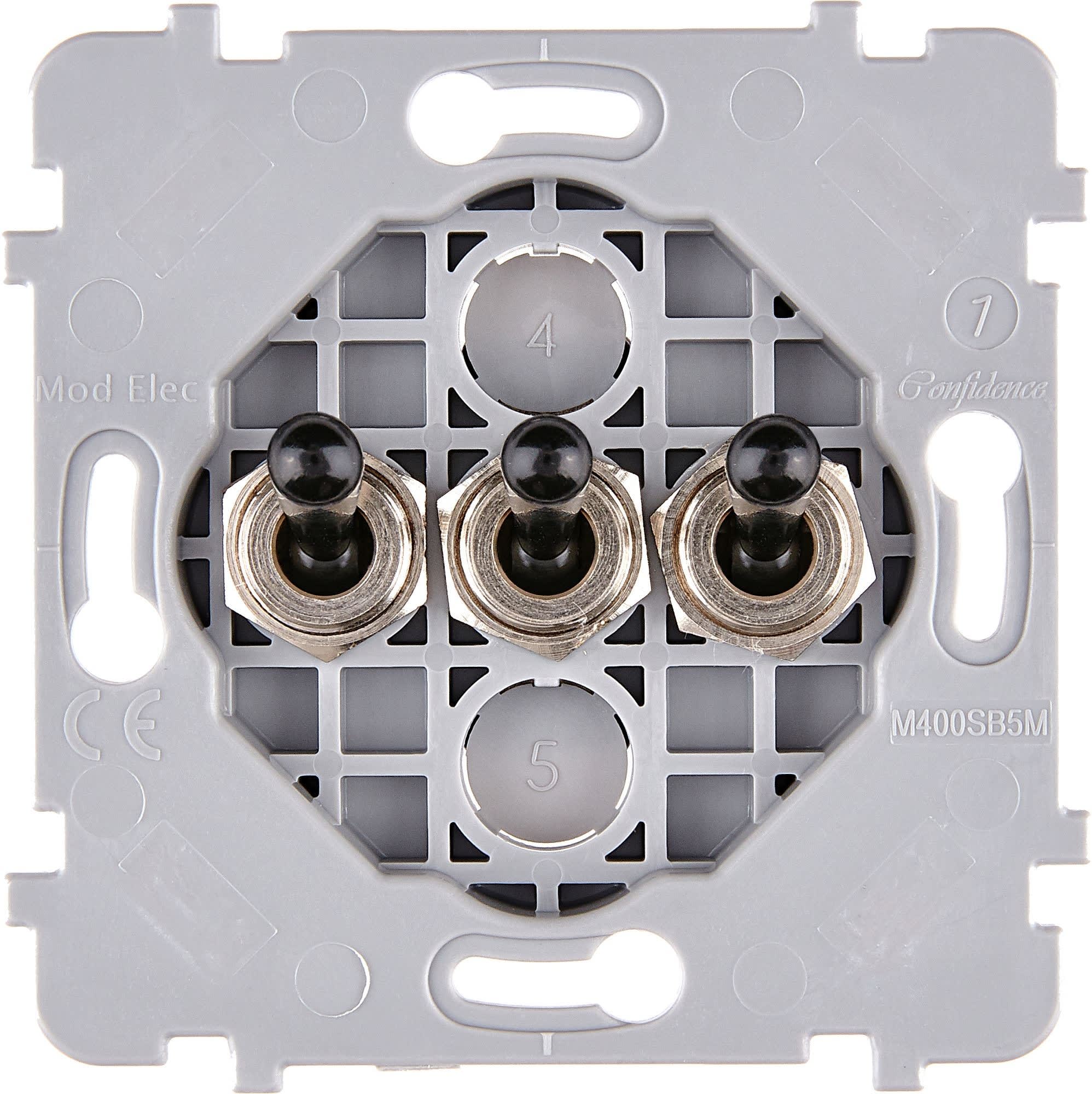 MODELEC - Mécanisme Renforce Simple Noir 1 Va Et Vient + 2 Poussoirs