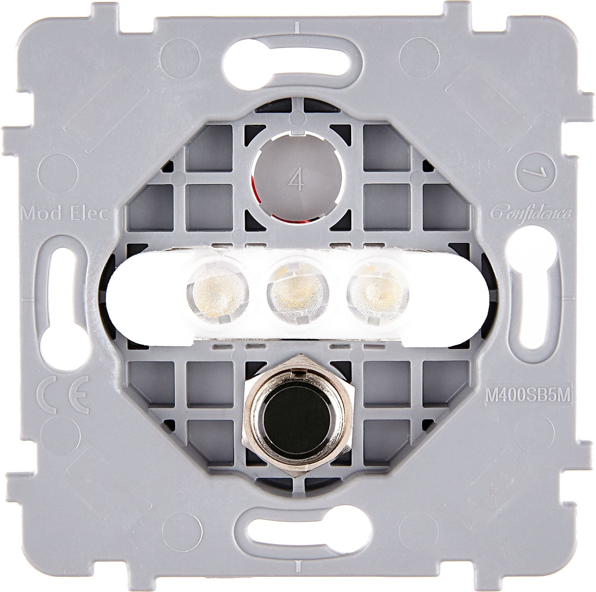 MODELEC - Mécanisme Renforce S Noir 1 Push + 3Led Blc