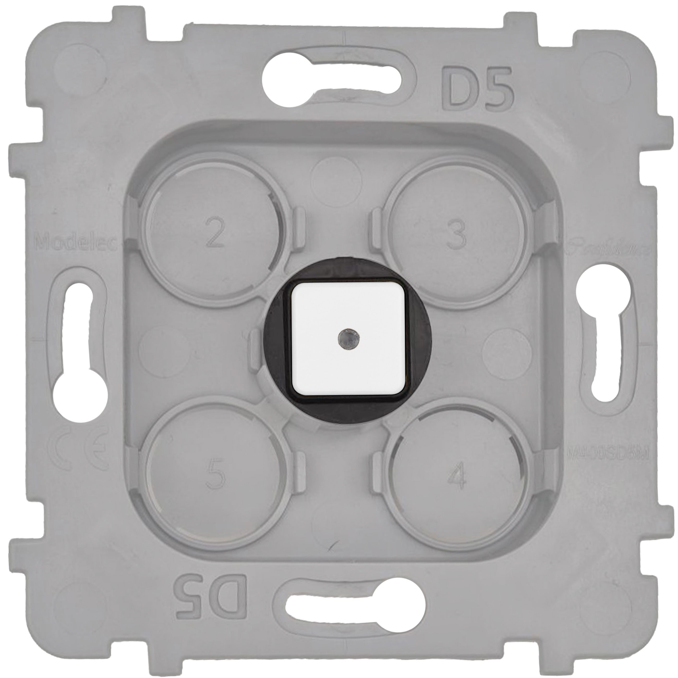 MODELEC - Mécanisme Bouton Damier carré en Laiton Blanc Mat à LED