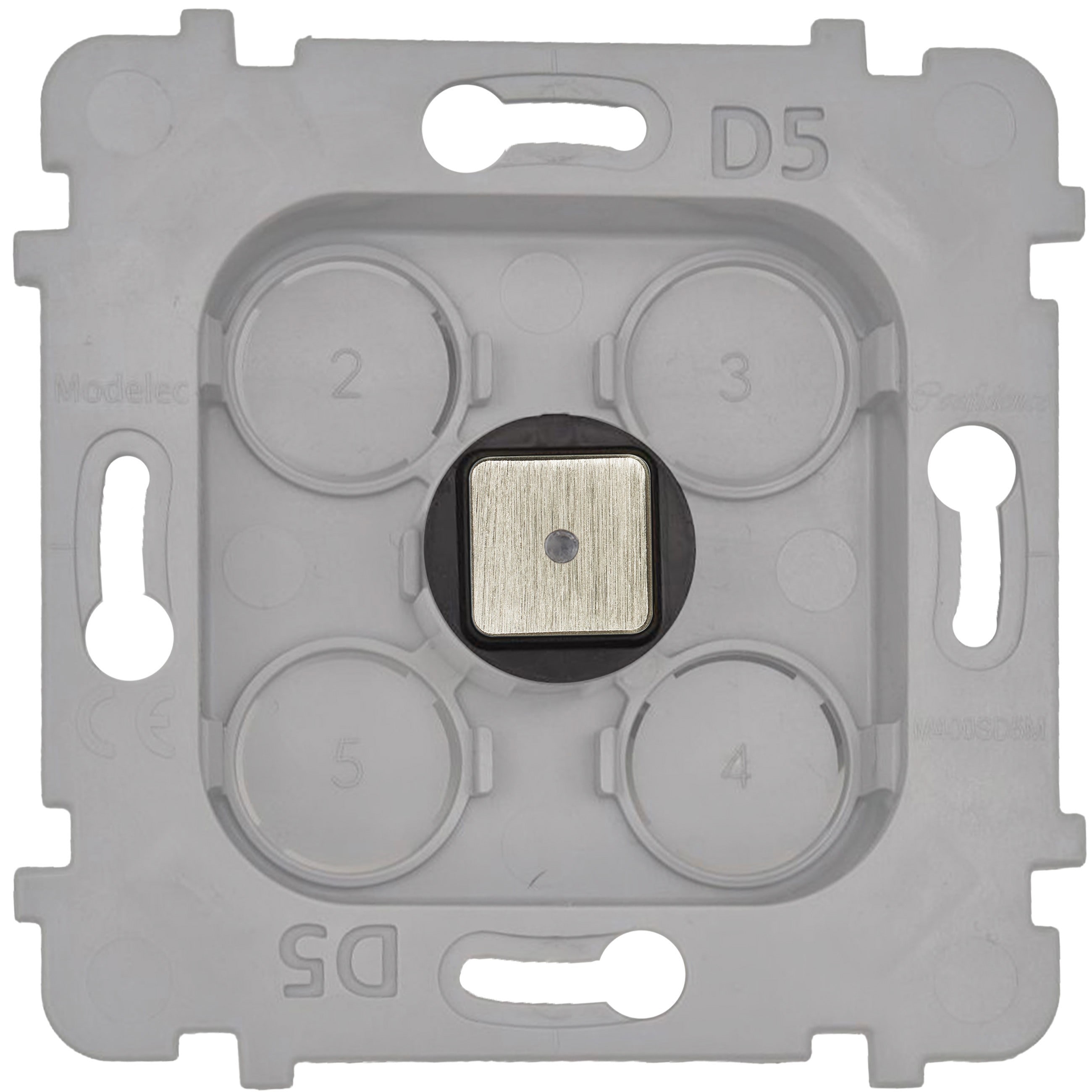 MODELEC - Mécanisme Bouton Damier carré en Laiton Nickel Satiné à LED