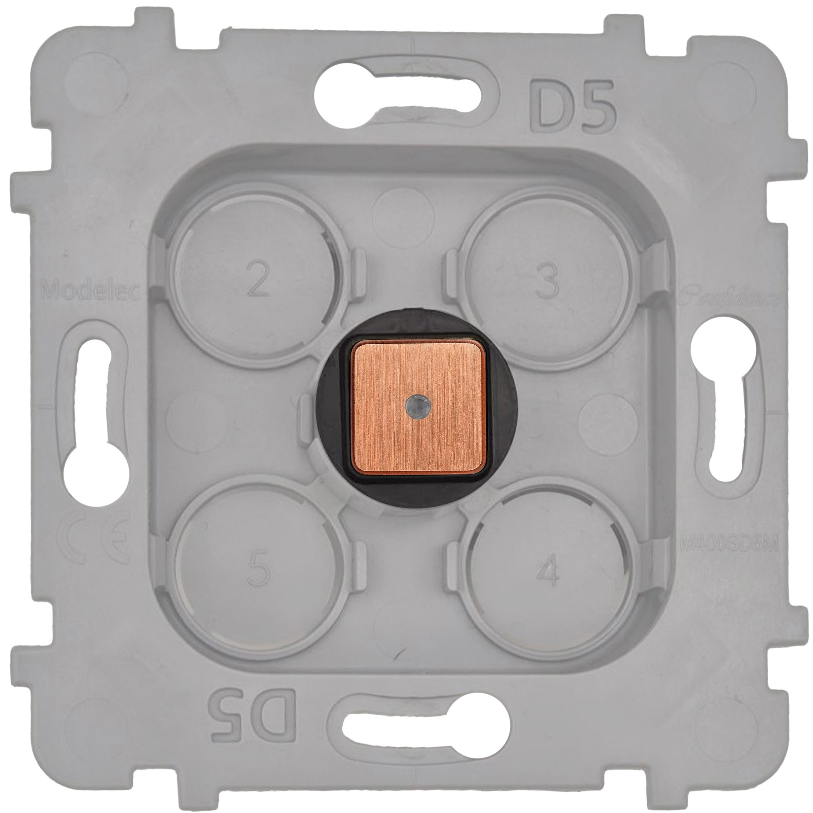 MODELEC - Mécanisme Bouton Damier carré en Laiton Cuivre Satiné à LED