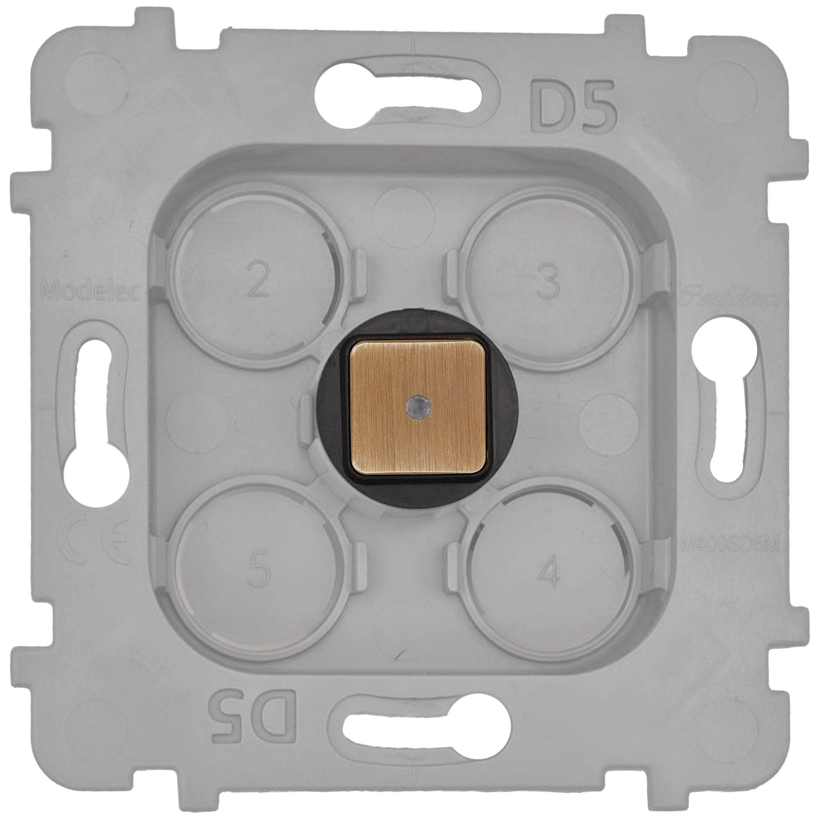 MODELEC - Mécanisme 1 Bouton Damier carré Laiton Vieux Bronze à LED