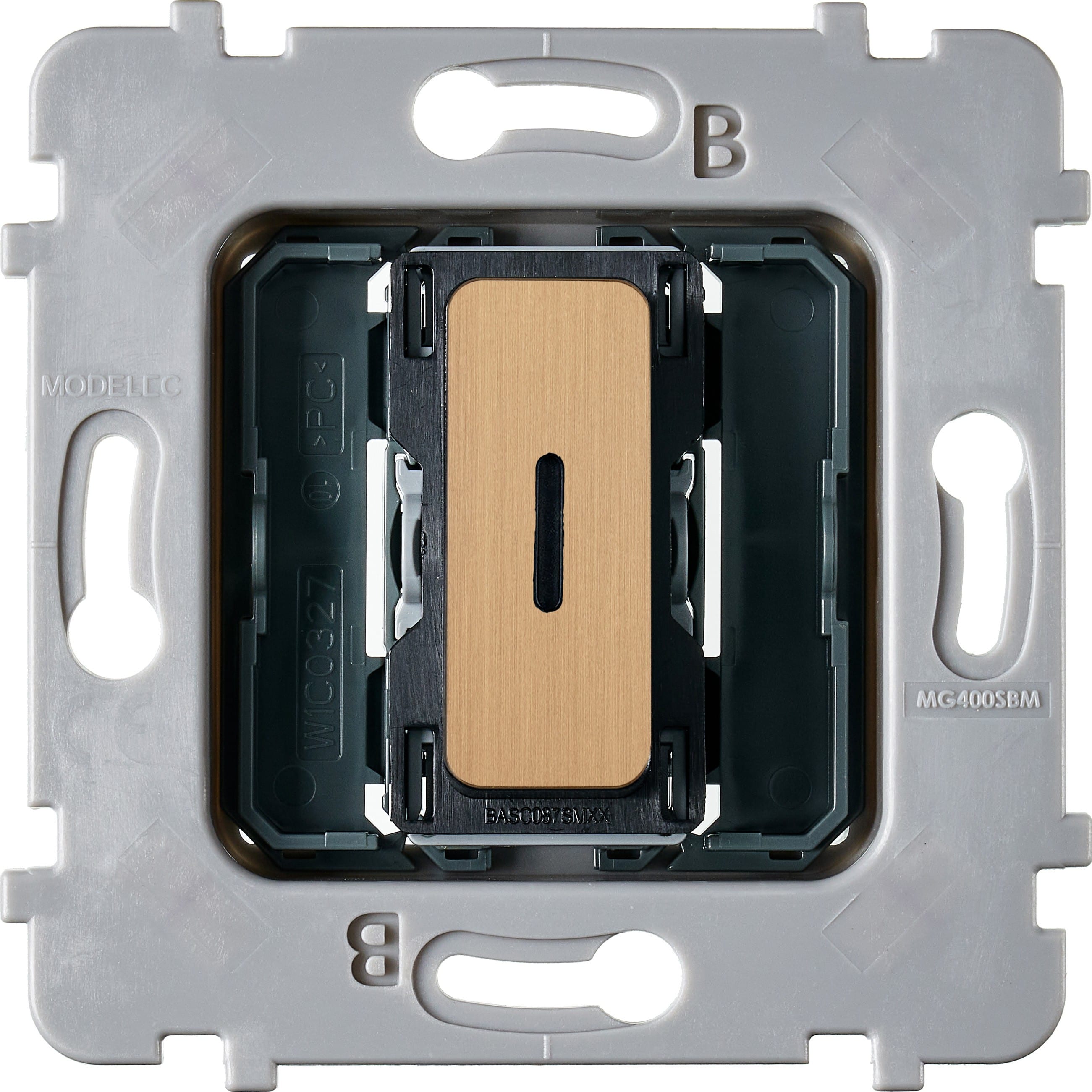 MODELEC - Mécanisme Bouton Plat Led 1 Va Et Vient / Poussoir Collection M Vieux Bronze