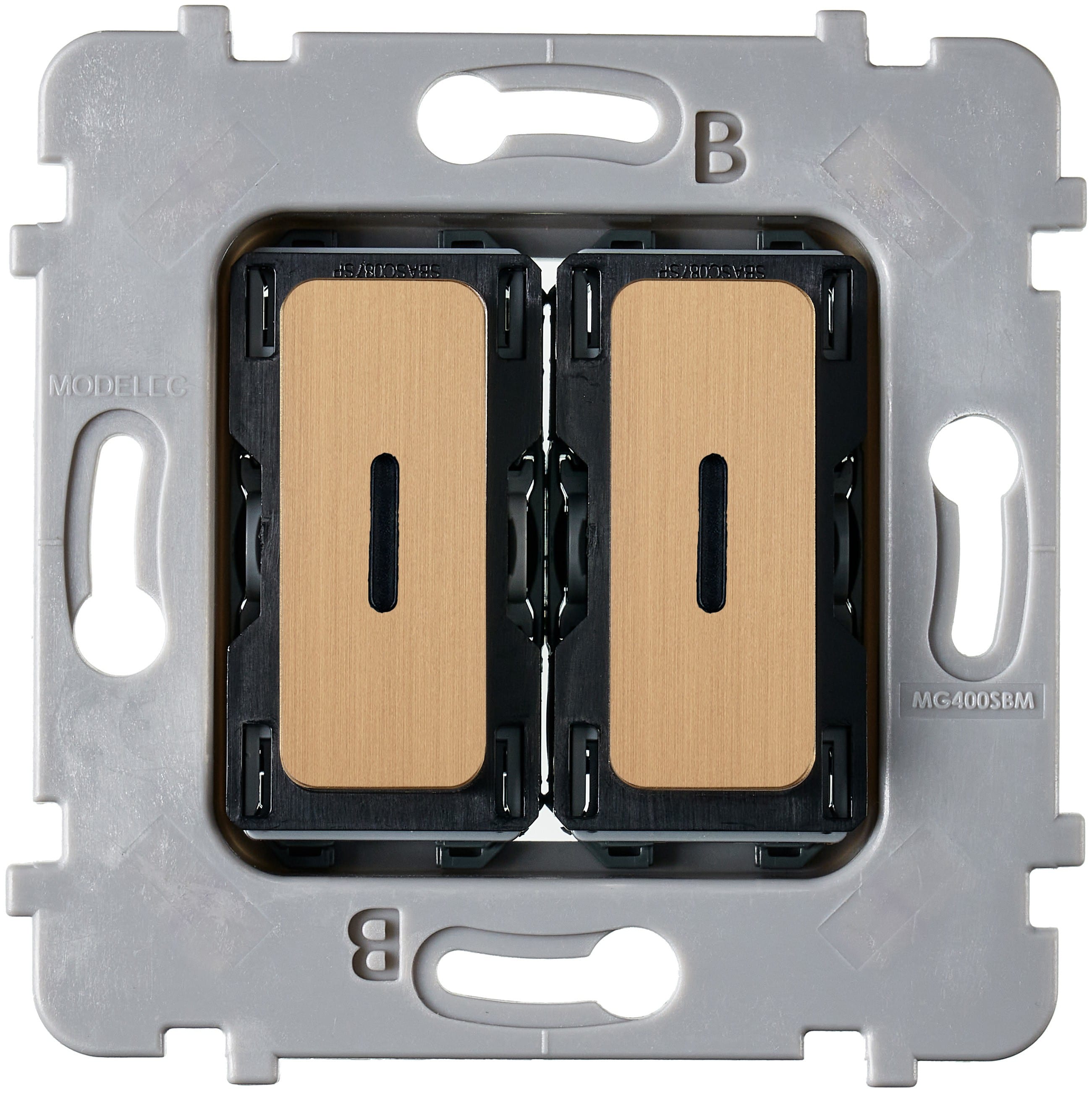 MODELEC - Mécanisme Bouton Plat Led 2 Va Et Vient /Poussoir Collection M Vieux Bronze
