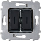MODELEC - Mécanisme bouton plat LED 2 va-et-vient ou poussoir M ALU NOIR