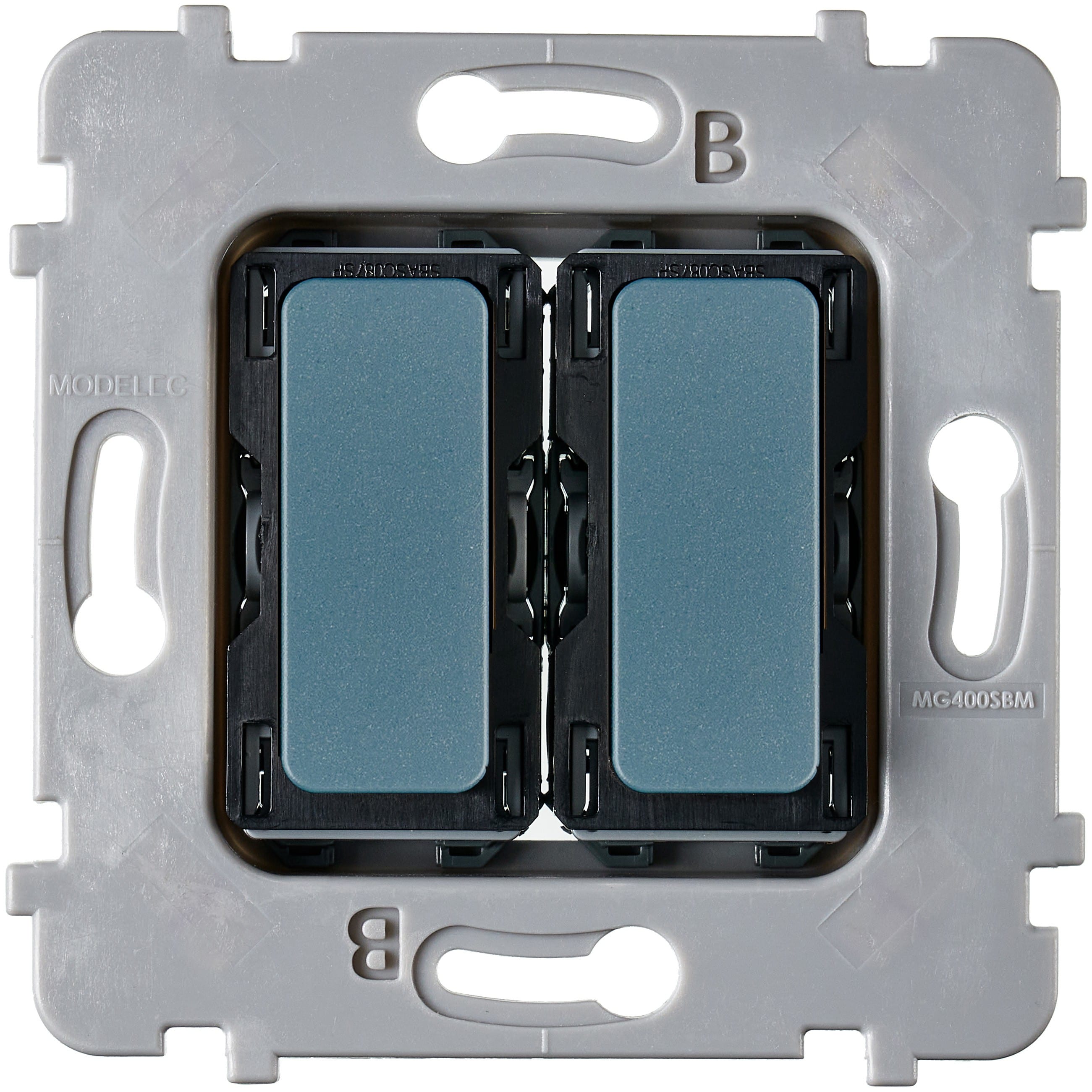 MODELEC - Mécanisme Plat bouton en alu 2 Va Et Vient Ou Poussoir Pour Collection M BLEU RL
