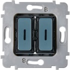 MODELEC - Mécanisme bouton plat LED 2 va-et-vient ou poussoir M ALU BLEU RL