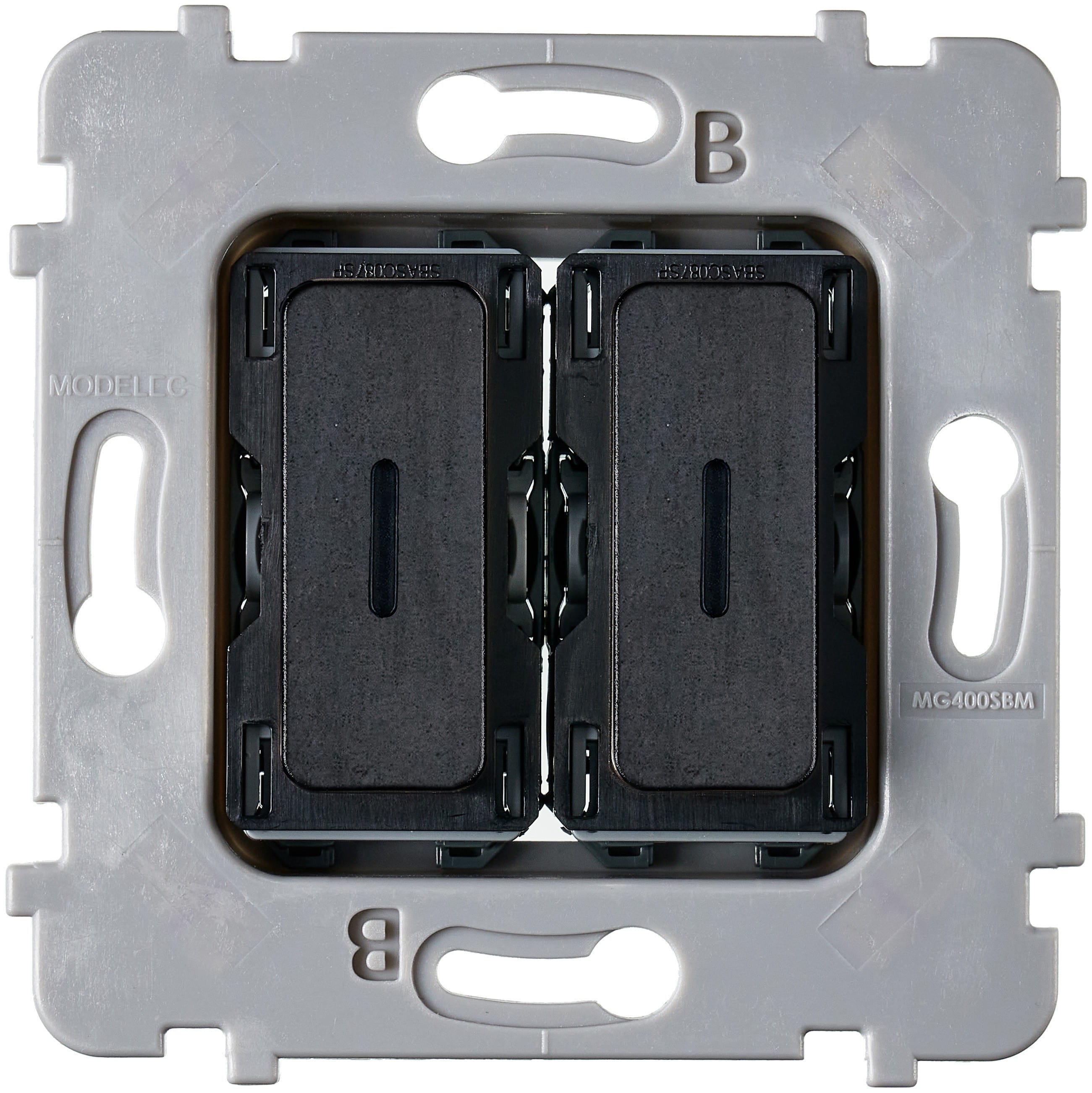 MODELEC - Mécanisme Bouton Plat Led 2 Va Et Vient /Poussoir Pour Collection M Acier Verni