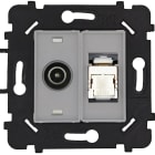 MODELEC - Mécanisme TV + RJ45 catégorie 6 blanc, pour façade simple double ou triple.