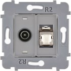 MODELEC - Mécanisme TV + RJ45 cat 6a BLINDE blanc pour M, Confidence et Fascination.